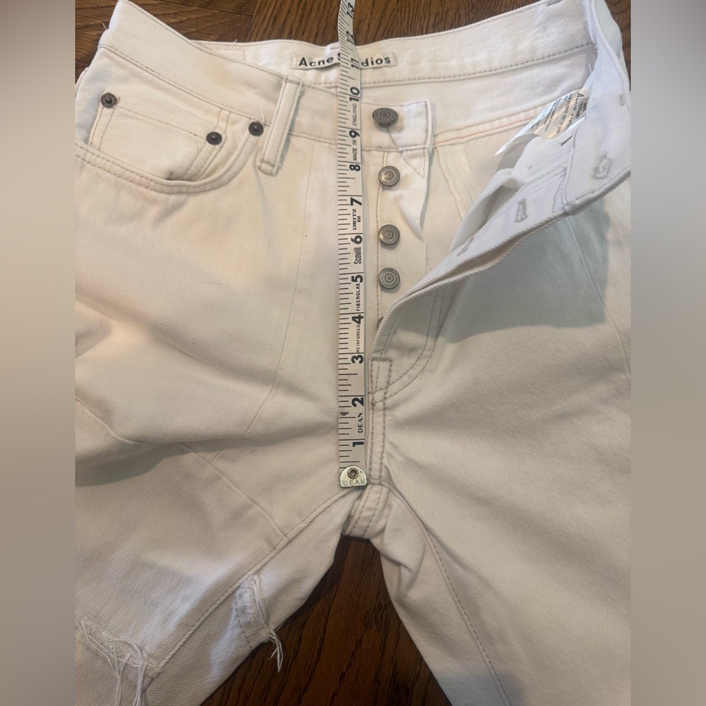 Acne Patchwork Off-White & Light Gray Slim Straig… - image 7